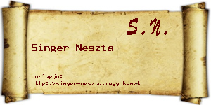 Singer Neszta névjegykártya